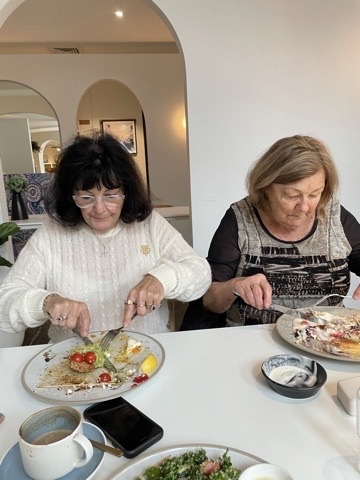 Aunty Dianne having lunch with a relative