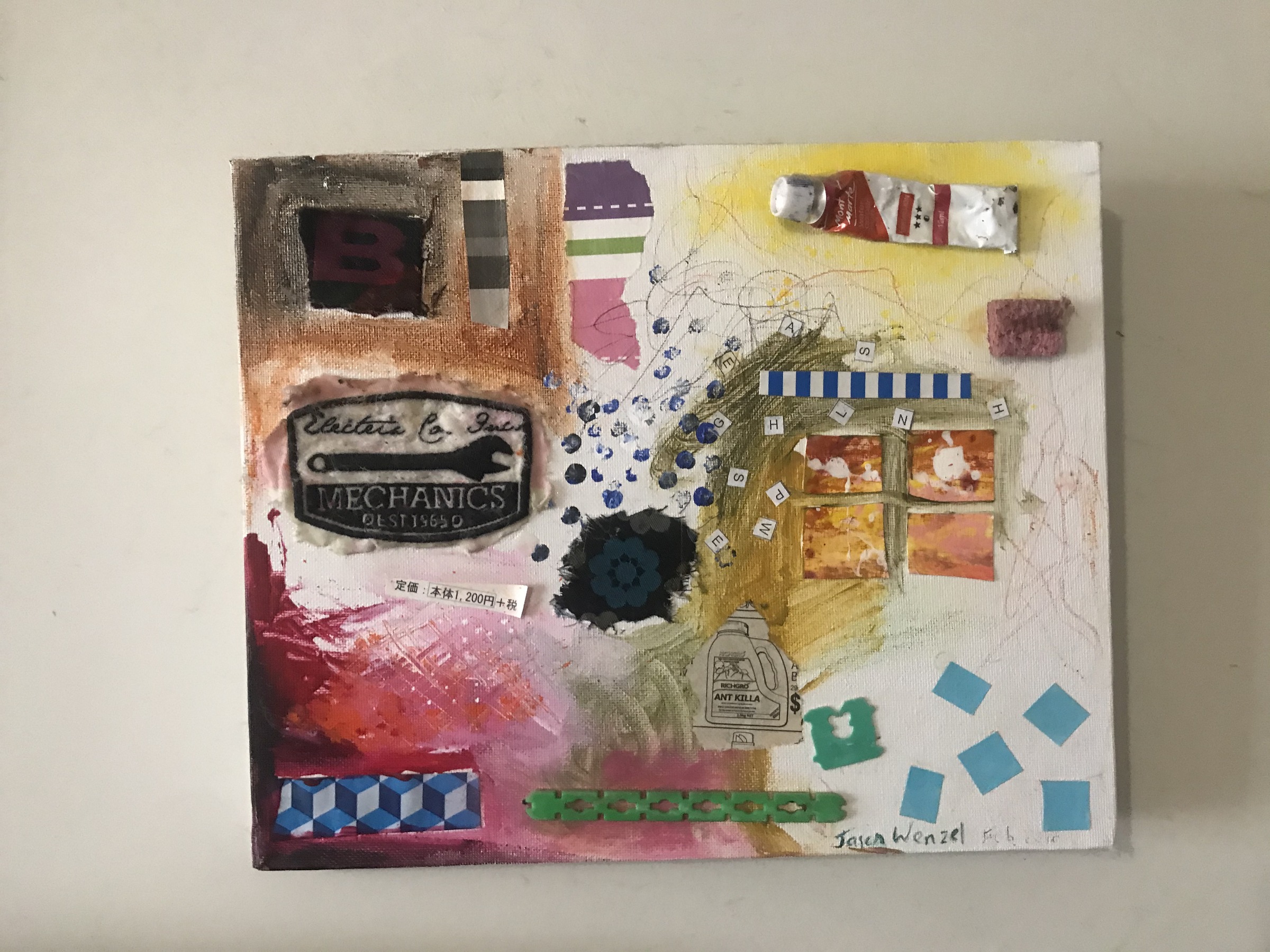 A colourful artwork bearing the signature Jason Wenzel and a date of 6 February 2014