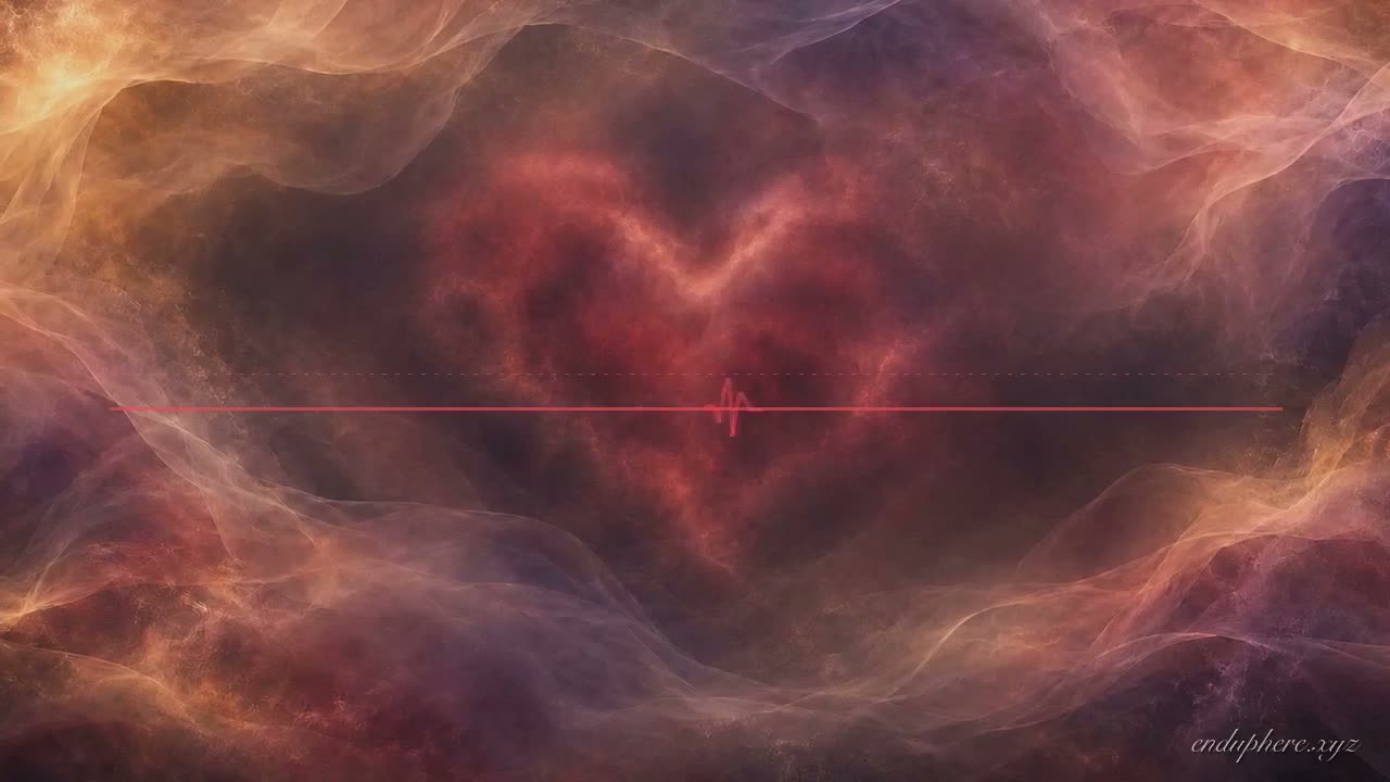 Cloudlike heart with a simple glowing pulse line.