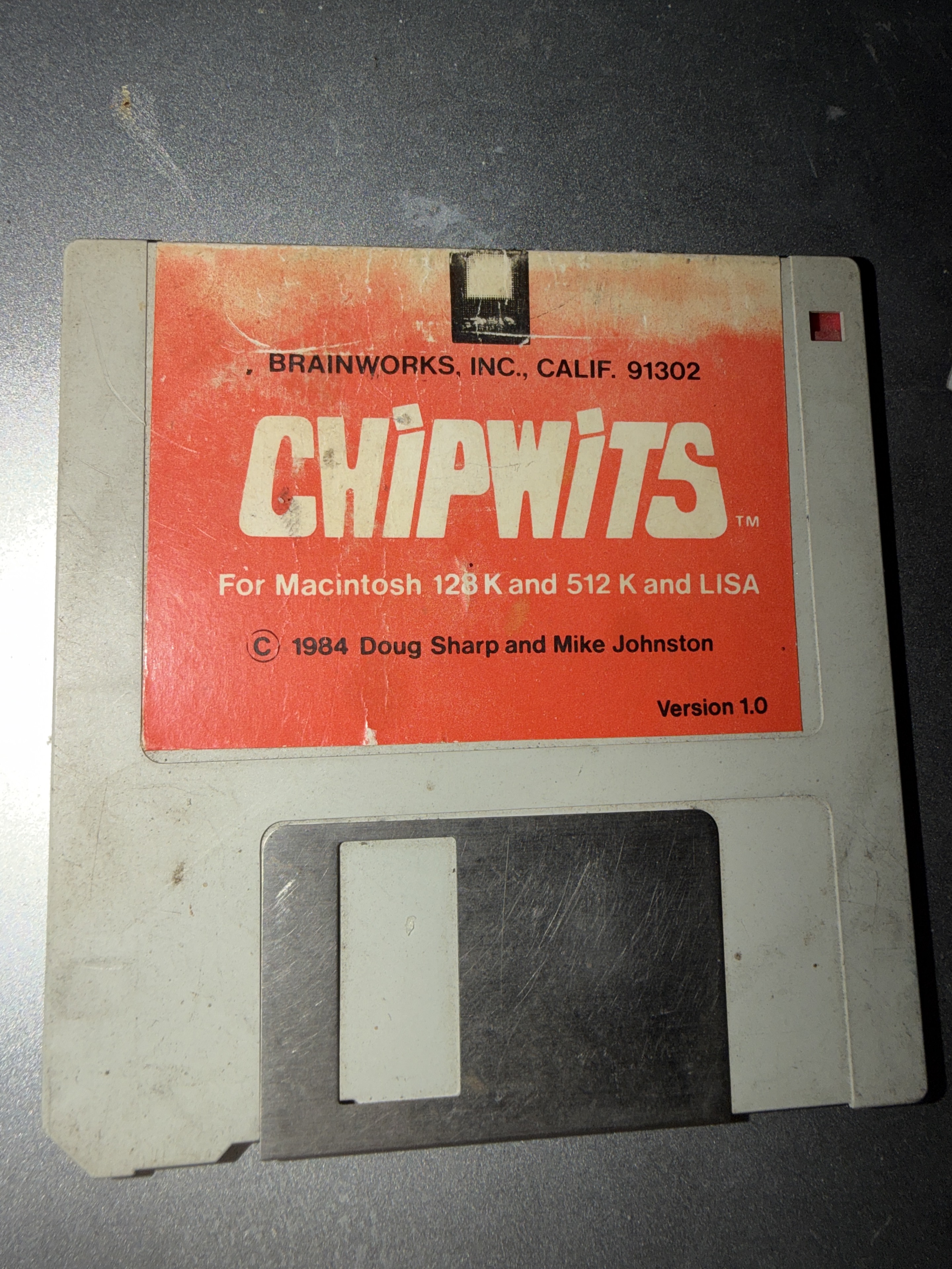 Original ChipWits floppy disk for Macintosh 128K, 512K and Lisa
