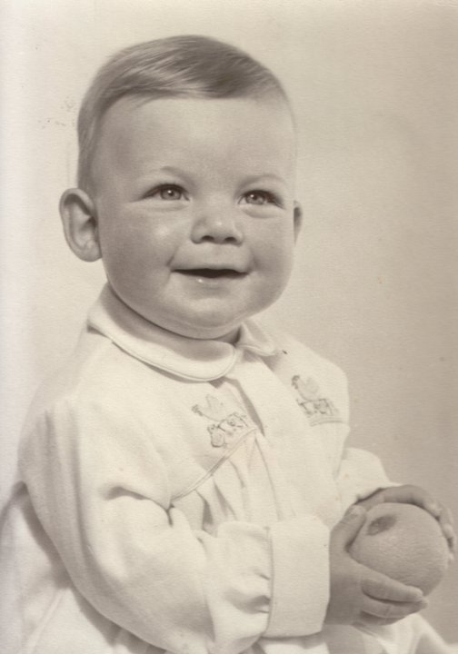Black-and-white portrait of Martin as a young child